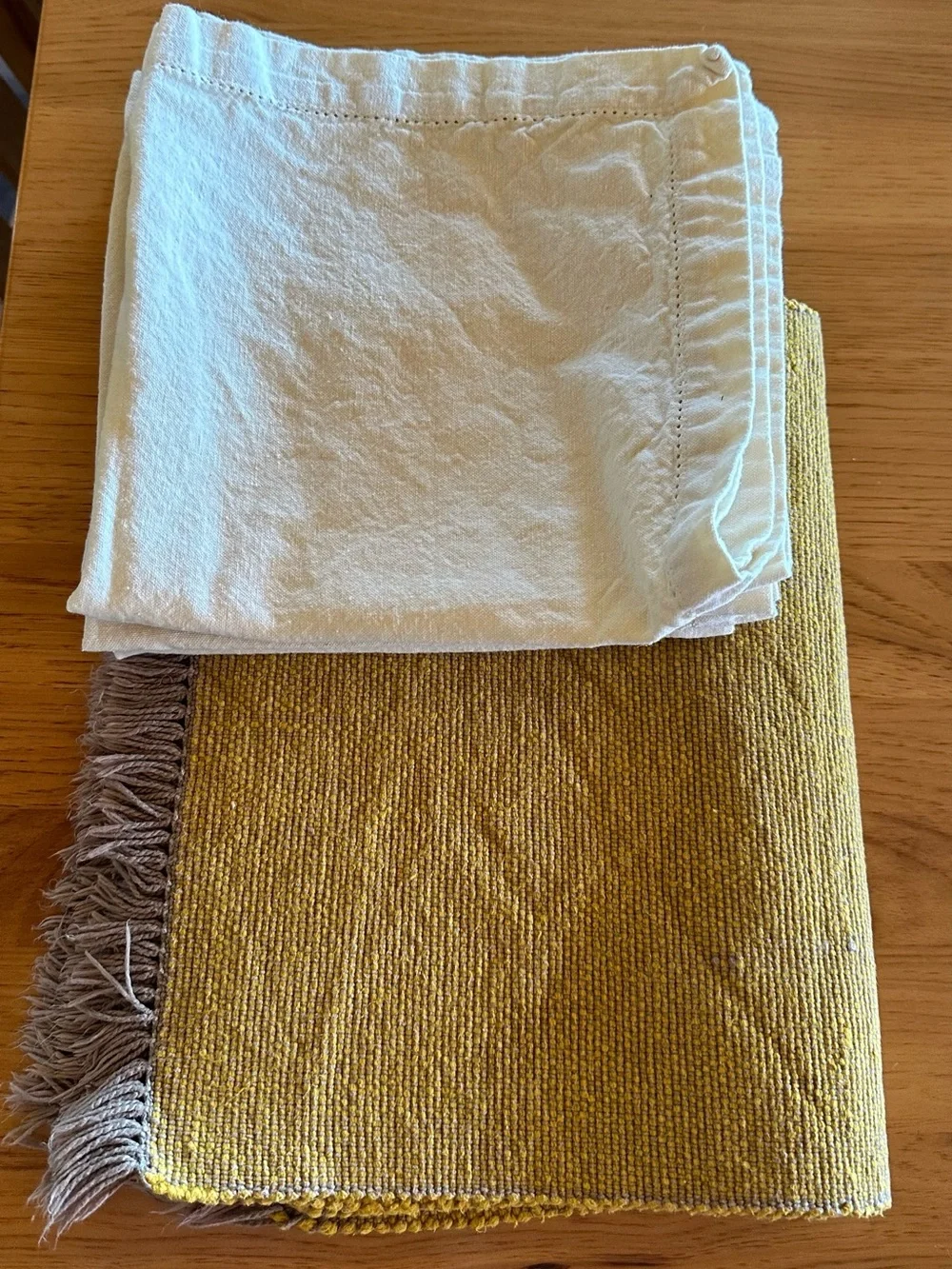 Neutral Linen Napkins with Mustard Woven Placemats set of 4 each